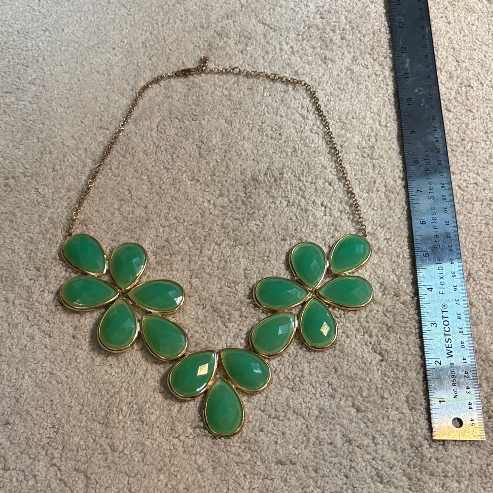 Green Floral Statement Necklace - Unbranded